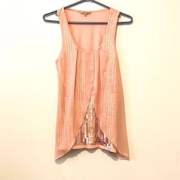 💗LIKE NEW RW&CO Flowy Sequin Party Tank Top Pink​ - Picture 1 of 4